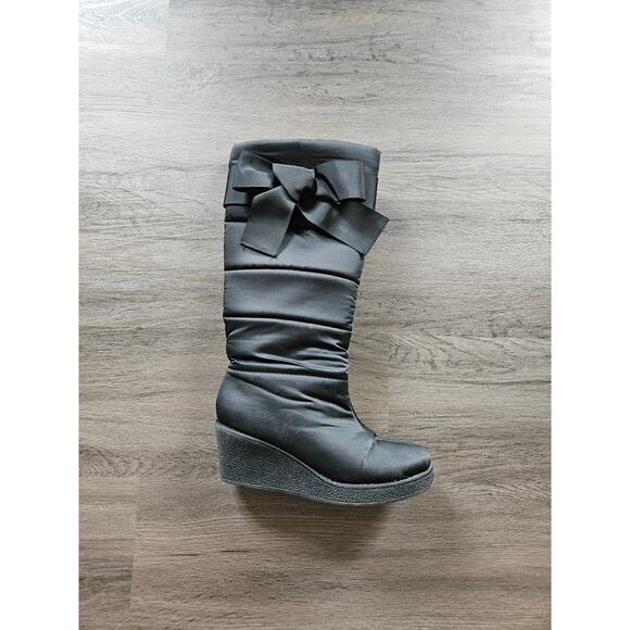 Kate Spade Black Cagney Wedge Boots Winter Boots Size 7.5 - Picture 4 of 10